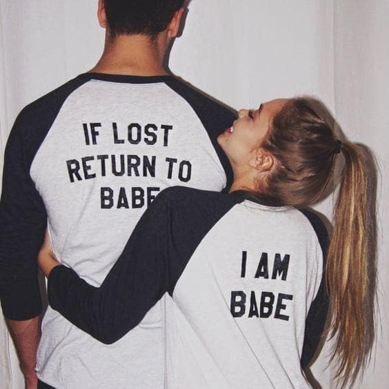 Long Sleeve Top If Lost Return To Babe/ I Am Babe Couple Clothes T Shirt Casual Lover Camisetas Feminina - Premium MEN T-SHIRT from eprolo - Just $21.96! Shop now at Handbags Specialist Headquarter