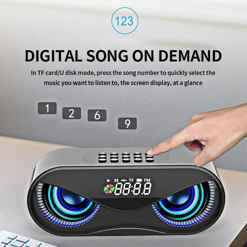M6 Cool Owl Design Bluetooth Speaker LED Flash Wireless Loudspeaker FM Radio Alarm Clock TF Card Support Select Songs By Number (Black) - Premium 518 from Nisheng Official Store (Aliexpress) - Just $37.09! Shop now at Handbags Specialist Headquarter