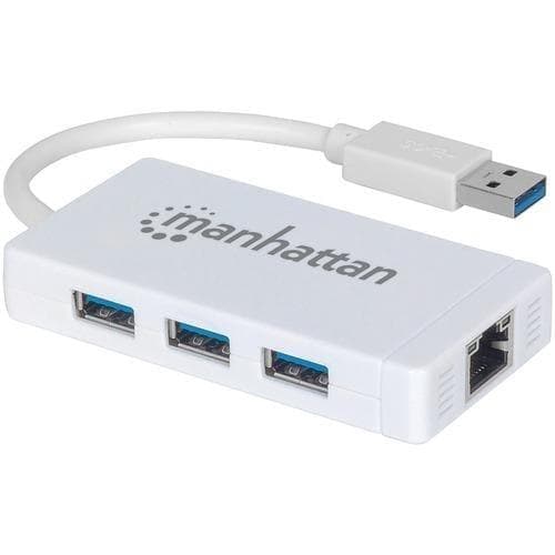 Manhattan 3-port Usb 3.0 Hub With Gigabit Ethernet Adapter (pack of 1 Ea) - Premium Cell Phone Accessories from MANHATTAN - Just $74.21! Shop now at Handbags Specialist Headquarter