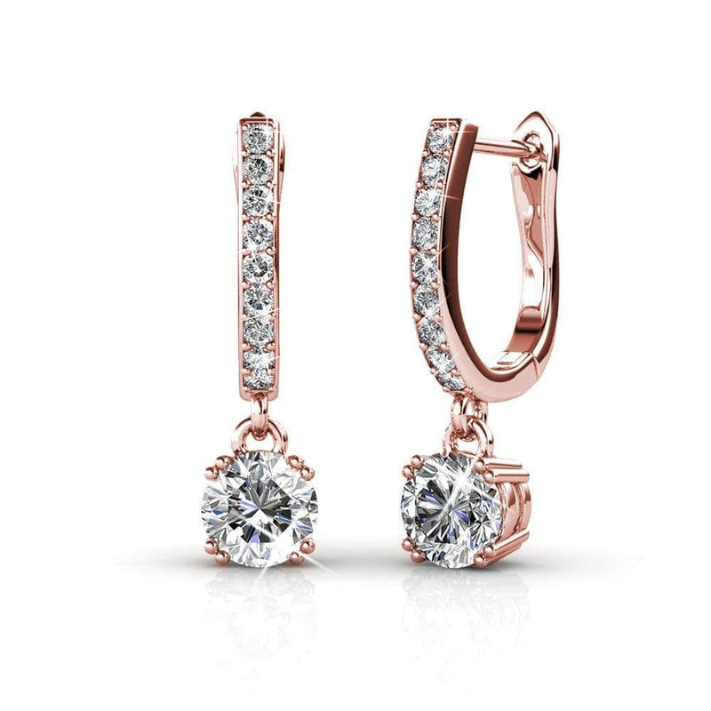 McKenzie 18k White Gold Dangling Earrings with Swarovski Crystals, Solitaire Crystal Dangle Earrings, Best Silver Drop Earrings for Women, Channel Set Drop Horseshoe (Yellow Gold) - Premium EARRINGS from Cate & Chloe - Just $33.99! Shop now at Handbags Specialist Headquarter
