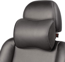 Memory Foam Car Neck Pillow Soft Leather Headrest for Driving Home Office Black (1PC) - Handbags Specialist Headquarter