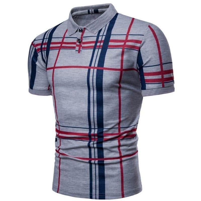 Men Casual Lattice Short Sleeve Different Frinting Grid Polo Shirt - Premium MEN T-SHIRT from eprolo - Just $29.72! Shop now at Handbags Specialist Headquarter