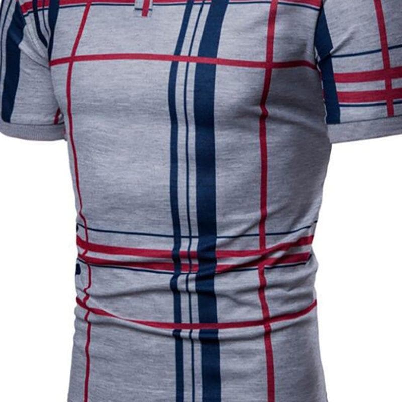 Men Casual Lattice Short Sleeve Different Frinting Grid Polo Shirt - Premium MEN T-SHIRT from eprolo - Just $29.72! Shop now at Handbags Specialist Headquarter