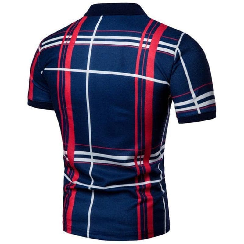Men Casual Lattice Short Sleeve Different Frinting Grid Polo Shirt - Premium MEN T-SHIRT from eprolo - Just $29.72! Shop now at Handbags Specialist Headquarter