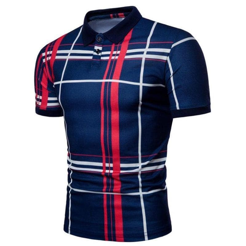 Men Casual Lattice Short Sleeve Different Frinting Grid Polo Shirt - Premium MEN T-SHIRT from eprolo - Just $29.72! Shop now at Handbags Specialist Headquarter