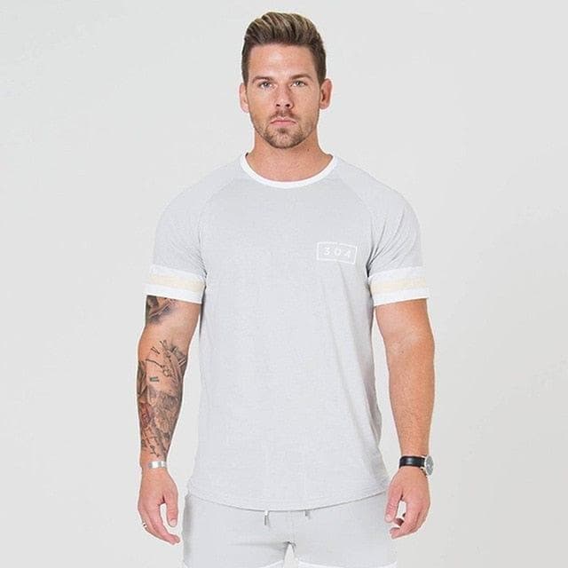 Men Cotton Short sleeve t shirt Fitness Slim Patchwork Black T-shirt - Premium MEN T-SHIRT from eprolo - Just $21.68! Shop now at Handbags Specialist Headquarter