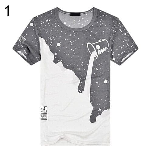 Men Fashion Summer Milk Poured Pattern Inverted Milk 3D T shirt Printed Short Sleeve Round Neck Slim casual T-shirt hot - Premium MEN T-SHIRT from eprolo - Just $14.88! Shop now at Handbags Specialist Headquarter