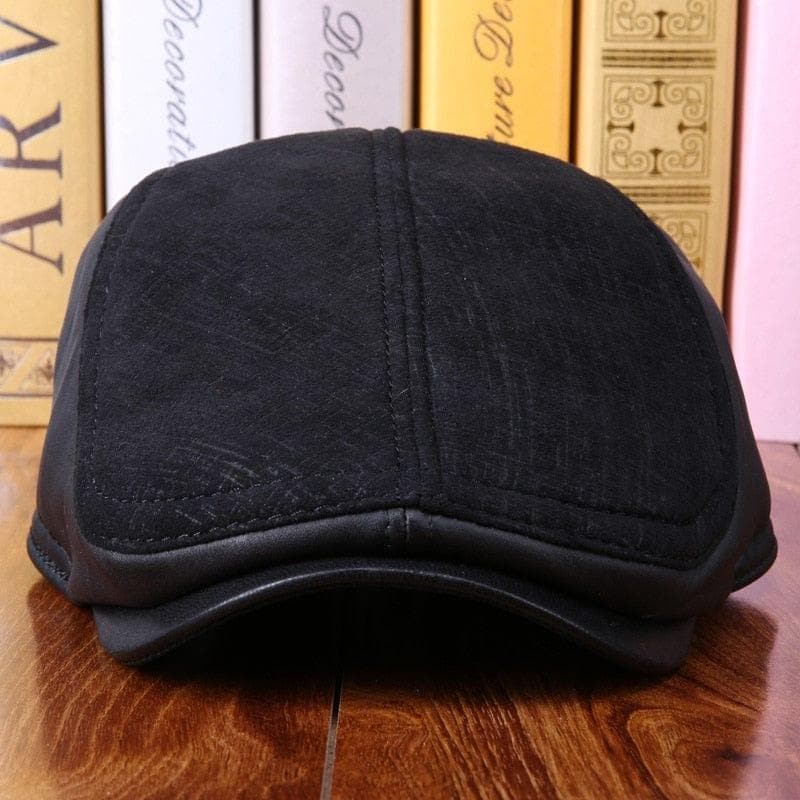 Men Genuine Sheepskin Hat Elder Warm Leather Cap Father New Year Gift Suede Beret Printing Baseball Hat B-7266 - Premium Men caps from eprolo - Just $46.16! Shop now at Handbags Specialist Headquarter
