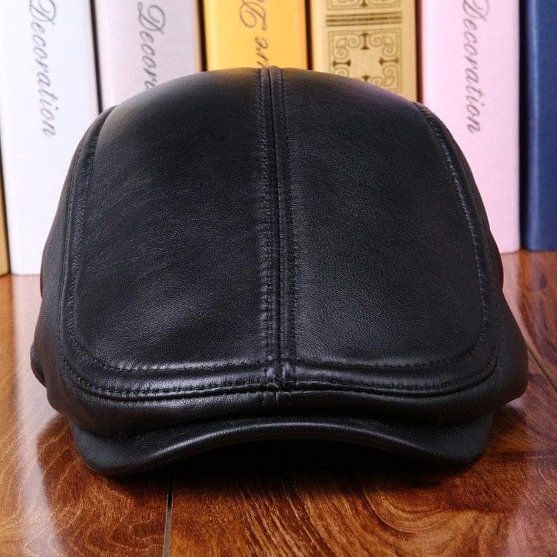 Men Genuine Sheepskin Hat Elder Warm Leather Cap Father New Year Gift Suede Beret Printing Baseball Hat B-7266 - Premium Men caps from eprolo - Just $46.16! Shop now at Handbags Specialist Headquarter