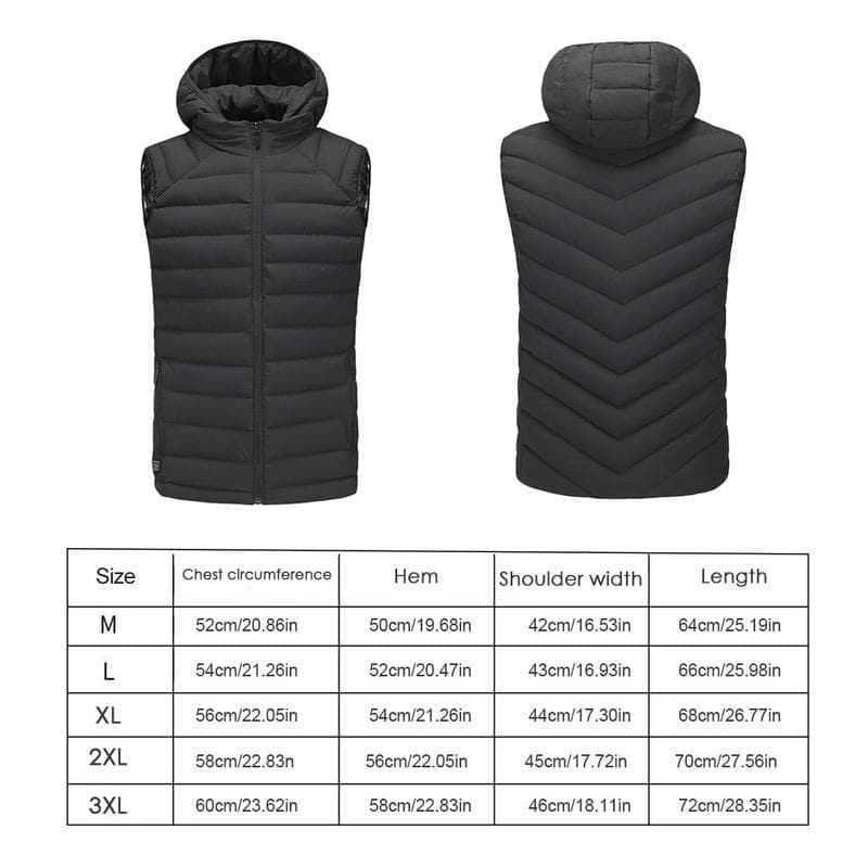 Men Outdoor USB Infrared Heating Vest Hooded Jacket Winter Electric Thermal Waistcoat For Sports Hiking Vest Clothing - Premium MEN T-SHIRT from eprolo - Just $79.98! Shop now at Handbags Specialist Headquarter