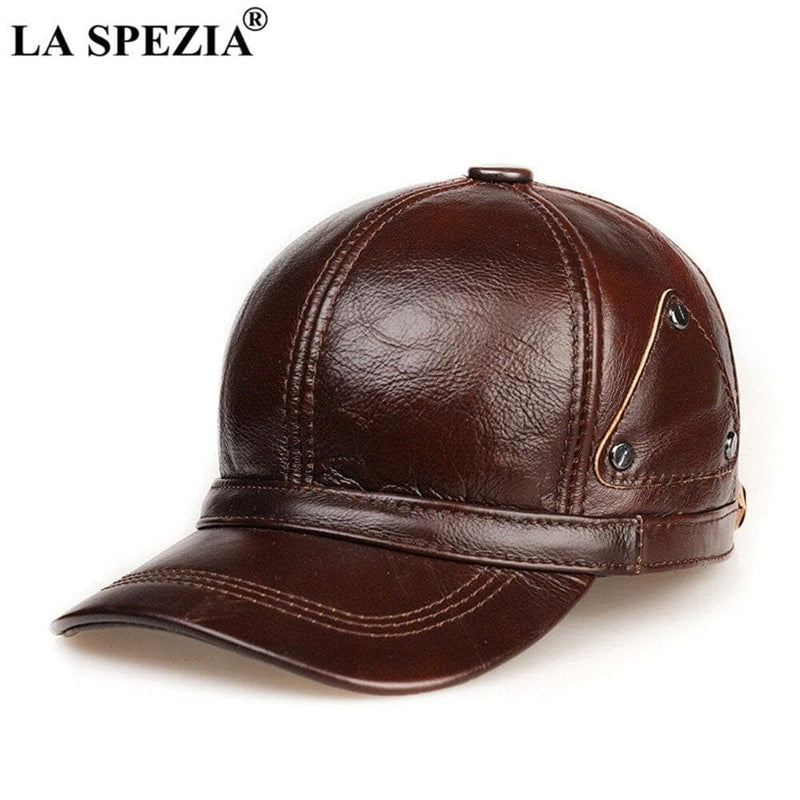 Men Real Leather Winter Baseball Cap Brown Snapback Cowskin High Quality Men's Adjustable Baseball Hat - Premium Men caps from eprolo - Just $46.99! Shop now at Handbags Specialist Headquarter