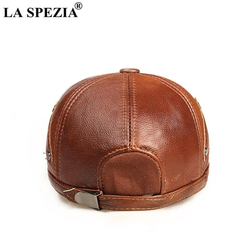 Men Real Leather Winter Baseball Cap Brown Snapback Cowskin High Quality Men's Adjustable Baseball Hat - Premium Men caps from eprolo - Just $46.99! Shop now at Handbags Specialist Headquarter