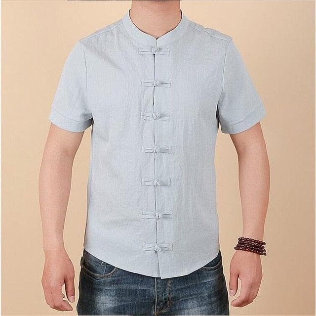 Men Shirt Fashion Chinese style Linen Slim Fit Casual Short Sleeves Shirt Camisa Social Business Dress Shirts - Premium MEN T-SHIRT from eprolo - Just $25.68! Shop now at Handbags Specialist Headquarter