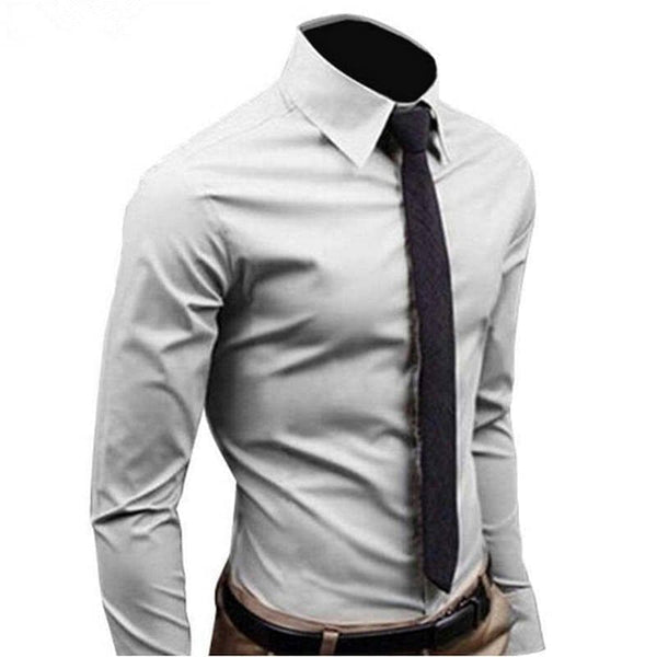 Men Shirt Long Sleeve Fashion Mens Casual Shirts Cotton Solid Color Business Slim Fit Social Camisas Masculina - Premium MEN T-SHIRT from eprolo - Just $20.20! Shop now at Handbags Specialist Headquarter