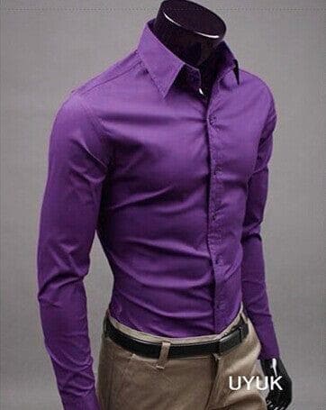 Men Shirt Long Sleeve Fashion Mens Casual Shirts Cotton Solid Color Business Slim Fit Social Camisas Masculina - Premium MEN T-SHIRT from eprolo - Just $20.20! Shop now at Handbags Specialist Headquarter