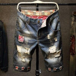Men Summer Fashion Brand Europe and America Style Vintage Slim Fit Hole Straight Denim Jeans Shorts Male Casual Beggar Shorts - Premium Men Pants from eprolo - Just $37.92! Shop now at Handbags Specialist Headquarter