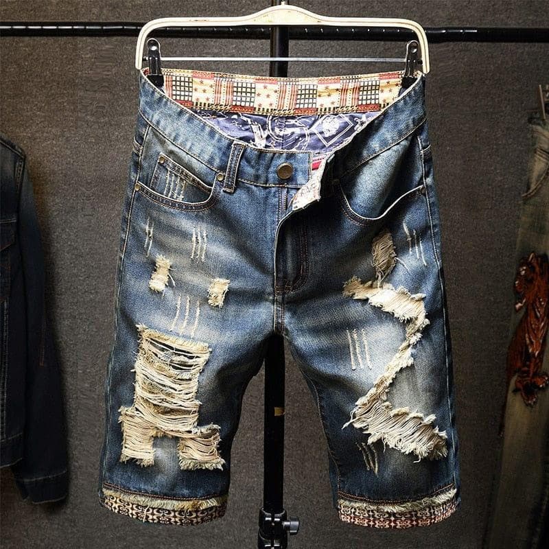Men Summer Fashion Brand Europe and America Style Vintage Slim Fit Hole Straight Denim Jeans Shorts Male Casual Beggar Shorts - Premium Men Pants from eprolo - Just $37.92! Shop now at Handbags Specialist Headquarter