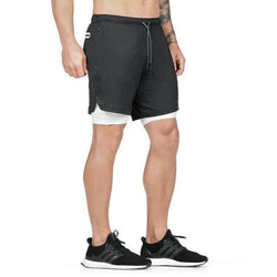 Men's 2 in 1 Joggers Shorts Security Pockets Leisure Sporting Shorts Built-in Pockets Hips Hiden Zipper Pockets Fitness Shorts - Premium Men Pants from eprolo - Just $18.16! Shop now at Handbags Specialist Headquarter