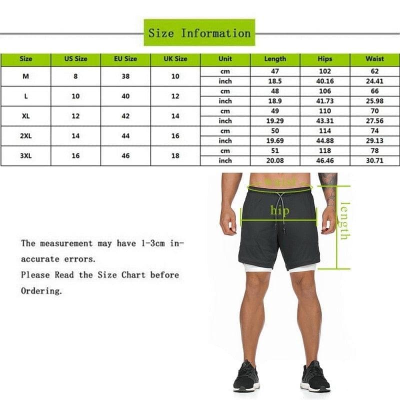 Men's 2 in 1 Joggers Shorts Security Pockets Leisure Sporting Shorts Built-in Pockets Hips Hiden Zipper Pockets Fitness Shorts - Premium Men Pants from eprolo - Just $18.16! Shop now at Handbags Specialist Headquarter