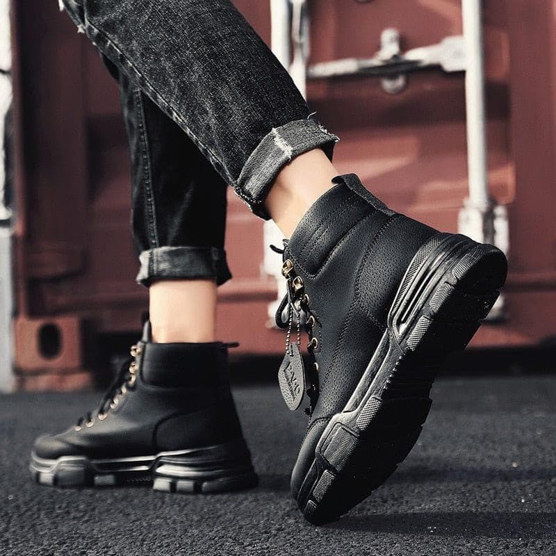 Men's Boots Martin Boots Leather Waterproof Lace Up Military Boots Tooling Motorcycle Boots Retro Men's Ankle Lightweight Shoes - Premium Men's shoes from eprolo - Just $29.99! Shop now at Handbags Specialist Headquarter