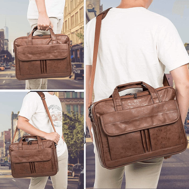 Men'S Business Travel Briefcase Leather Handmade Messenger Bags Laptop Bag - Premium  from seyfocnia - Just $67.77! Shop now at Handbags Specialist Headquarter