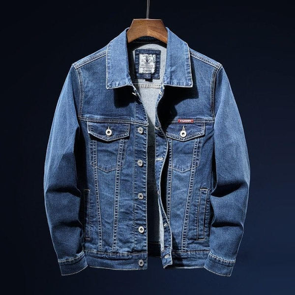 Men's Cowboy Jacket Blue Color Fashion Streetwear Classic Casual Comfortable Retro Denim Coat Male Brand Cargo Clothes - Premium MEN T-SHIRT from eprolo - Just $32.50! Shop now at Handbags Specialist Headquarter
