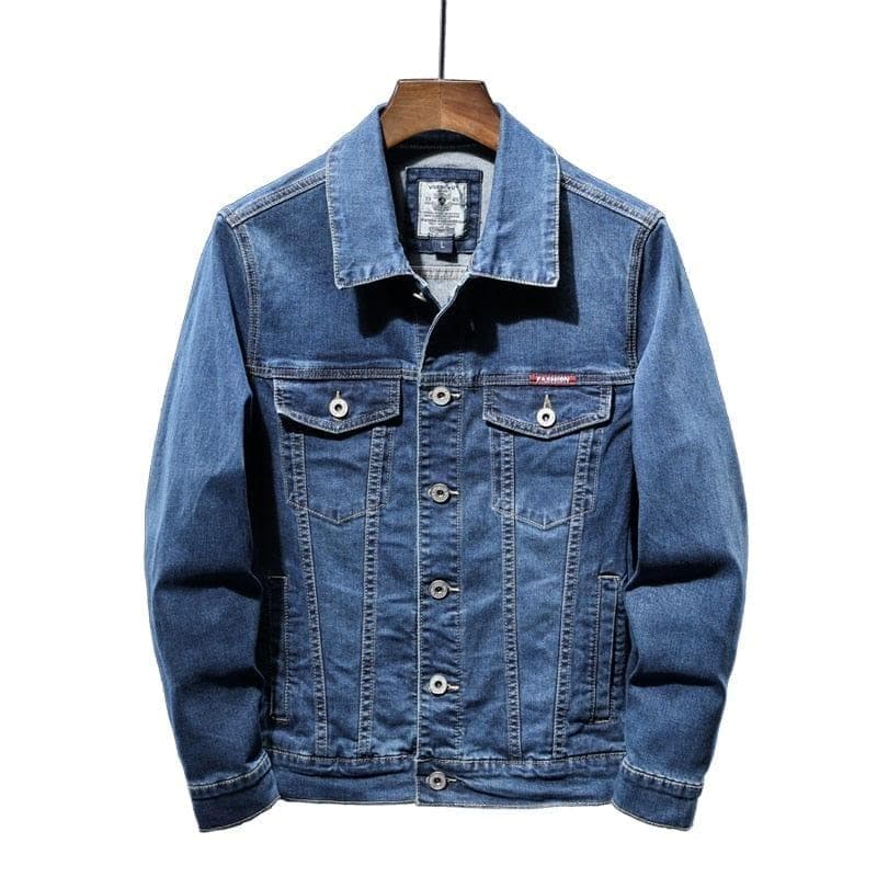 Men's Cowboy Jacket Blue Color Fashion Streetwear Classic Casual Comfortable Retro Denim Coat Male Brand Cargo Clothes - Premium MEN T-SHIRT from eprolo - Just $32.50! Shop now at Handbags Specialist Headquarter