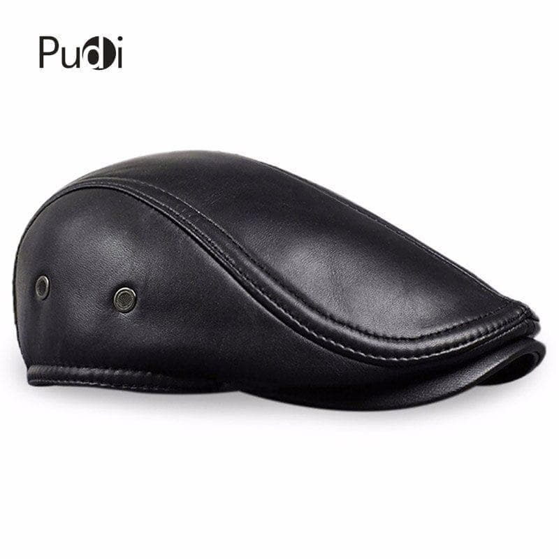 Men's Leather Baseball Cap Brand New Style Sheep Leather Beret Newsboy Belt Hunting Gatsby Black Caps Hats - Premium Men caps from eprolo - Just $36.99! Shop now at Handbags Specialist Headquarter