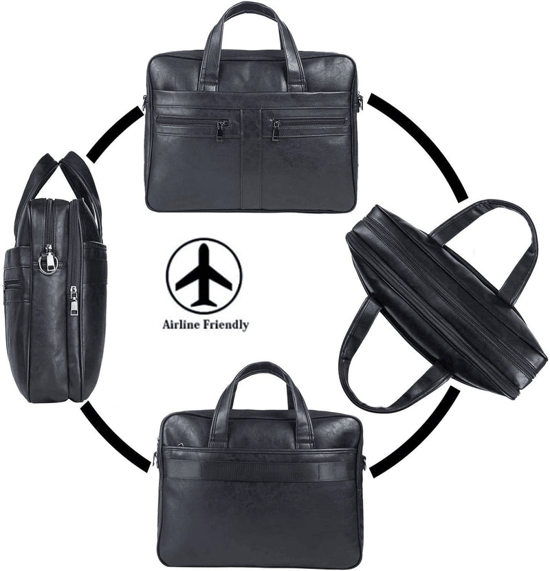 Men'S Leather Messenger Bag, 15.6 Inches Laptop Briefcase Business Satchel Computer Handbag Shoulder Bag for Men (Black) - Premium  from seyfocnia - Just $67.77! Shop now at Handbags Specialist Headquarter