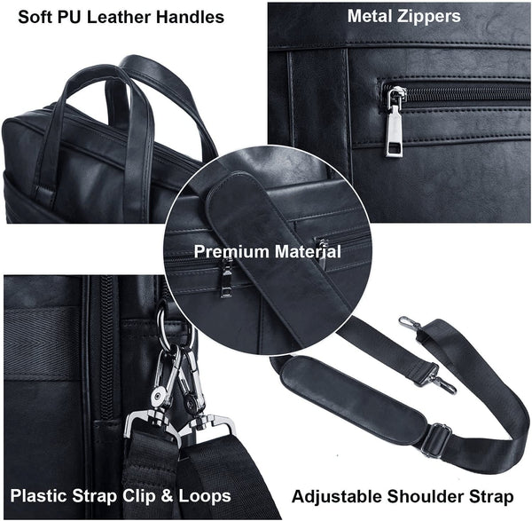 Men'S Leather Messenger Bag, 15.6 Inches Laptop Briefcase Business Satchel Computer Handbag Shoulder Bag for Men (Black) - Premium  from seyfocnia - Just $67.77! Shop now at Handbags Specialist Headquarter