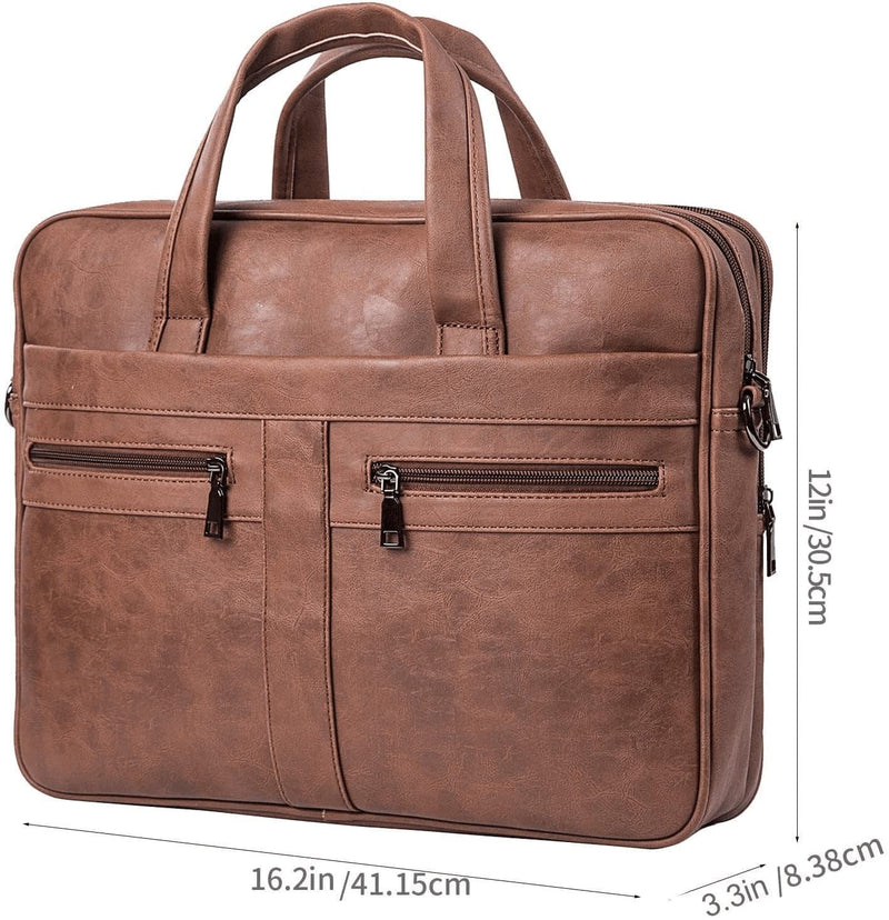 Men'S Leather Messenger Bag, 15.6 Inches Laptop Briefcase Business Satchel Computer Handbag Shoulder Bag（Brown） - Premium  from seyfocnia - Just $67.77! Shop now at Handbags Specialist Headquarter