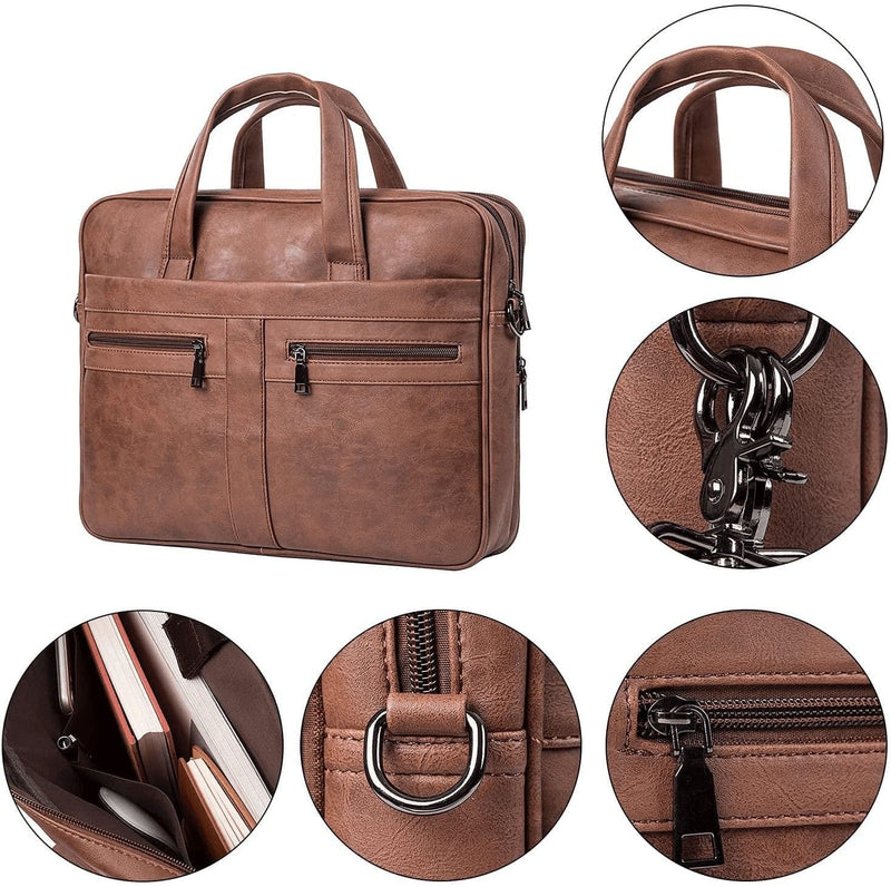 Men'S Leather Messenger Bag, 17.3 Inches Laptop Briefcase Business Satchel Computer Handbag Shoulder Bag for Men (Brown) - Premium  from seyfocnia - Just $74.52! Shop now at Handbags Specialist Headquarter