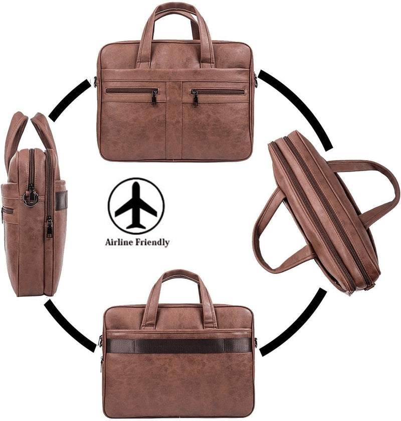 Men'S Leather Messenger Bag, 17.3 Inches Laptop Briefcase Business Satchel Computer Handbag Shoulder Bag for Men (Brown) - Premium  from seyfocnia - Just $74.52! Shop now at Handbags Specialist Headquarter