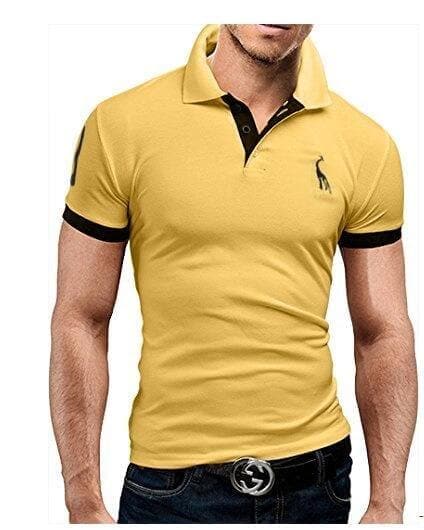 Mens Polo Shirt Short Sleeve Fashion Casual Slim Deer Embroidery Printing Men - Premium MEN T-SHIRT from eprolo - Just $16.70! Shop now at Handbags Specialist Headquarter