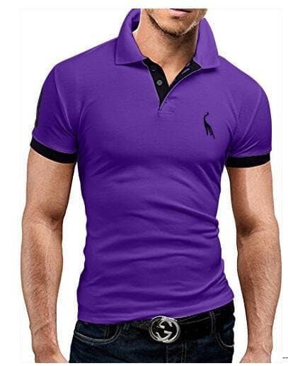 Mens Polo Shirt Short Sleeve Fashion Casual Slim Deer Embroidery Printing Men - Premium MEN T-SHIRT from eprolo - Just $16.70! Shop now at Handbags Specialist Headquarter