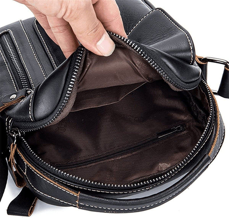 Men'S Small Shoulder Bag, Genuine Leather Bag, Retro Lightweight Cross Body Everyday Satchel Bag for Business Casual Sport Hiking Travel - Handbags Specialist Headquarter
