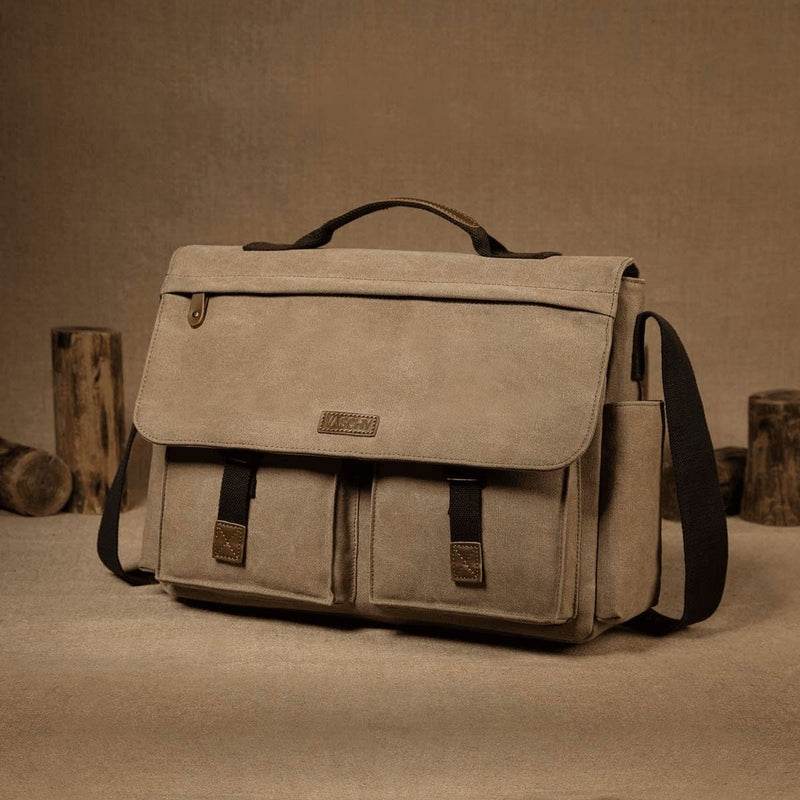 Messenger Bag for Men,Vaschy Vintage Water Resistant Canvas Satchel 14 15.6 17Inch Laptop Briefcase - Premium  from VASCHY - Just $79.58! Shop now at Handbags Specialist Headquarter