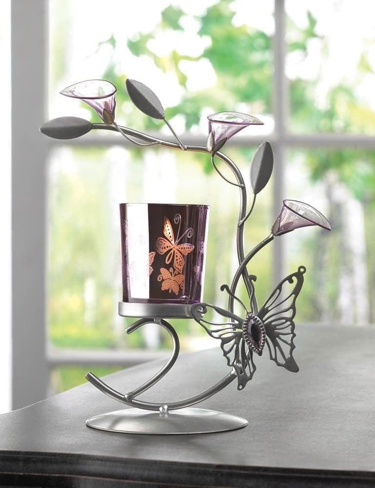 Metal Flower Candle Holder, Iron Metallic Candle Holders Butterfly Lily - Premium Home Décor from Gallery of Light - Just $59.57! Shop now at Handbags Specialist Headquarter
