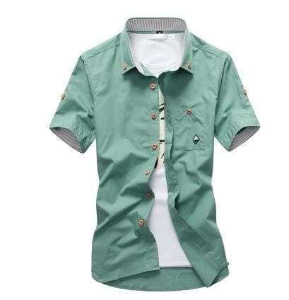 Mushroom Embroidery Mens Short Sleeve Casual Shirts Summer Cotton Shirts - Premium MEN T-SHIRT from eprolo - Just $28.26! Shop now at Handbags Specialist Headquarter