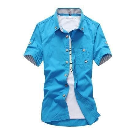 Mushroom Embroidery Mens Short Sleeve Casual Shirts Summer Cotton Shirts - Premium MEN T-SHIRT from eprolo - Just $28.26! Shop now at Handbags Specialist Headquarter