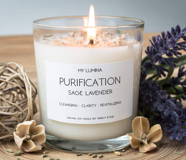 My Lumina Purification Sage Lavender Candle - Smudging Chakra Balancing Healing Candle Natural Soy Wax - White Sage Natural Scented Purifying Candle for Aromatherapy - Premium CANDLES & ACCESSORIES from Visit the My Lumina Store - Just $30.99! Shop now at Handbags Specialist Headquarter