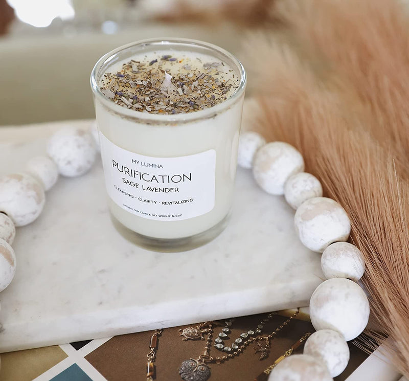 My Lumina Purification Sage Lavender Candle - Smudging Chakra Balancing Healing Candle Natural Soy Wax - White Sage Natural Scented Purifying Candle for Aromatherapy - Premium CANDLES & ACCESSORIES from Visit the My Lumina Store - Just $30.99! Shop now at Handbags Specialist Headquarter