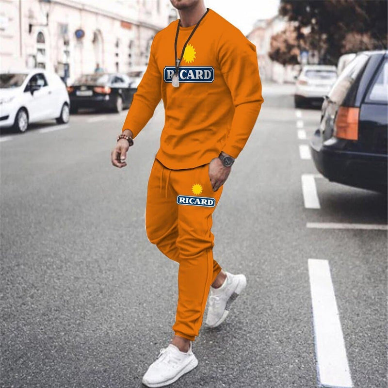 New Men's Sportswear Suit Solid Color France Ricard 3D Printing Tshirt 2-piece Set Jogging Pants Suit Men Streetswear Tracksuit - Premium T-shirt from Happy Yasuo Men Clothing Store - Just $36.99! Shop now at Handbags Specialist Headquarter
