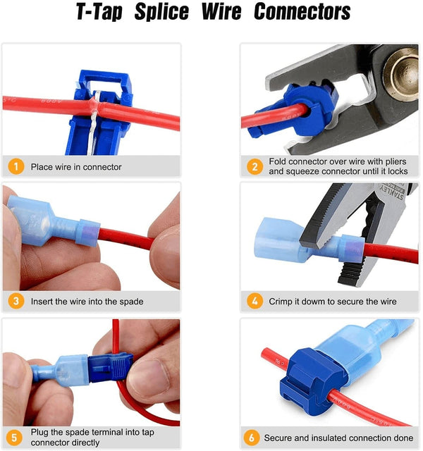 Nilight - 50004R 120 Pcs/60 Pairs Quick Splice Wire Terminals T-Tap Self-Stripping with Nylon Fully Insulated Male Quick Disconnects Kit, 2 Years Warranty - Premium  from Nilight - Just $27.24! Shop now at Handbags Specialist Headquarter