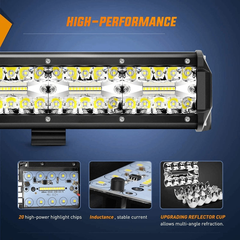 Nilight ZH409 20 Inch 420W Triple Row Flood Spot Combo 42000LM LED Light Bar with Heavy Duty Off-Road Wiring Harness, 2 Years Warranty, White - Premium  from Nilight - Just $80.77! Shop now at Handbags Specialist Headquarter