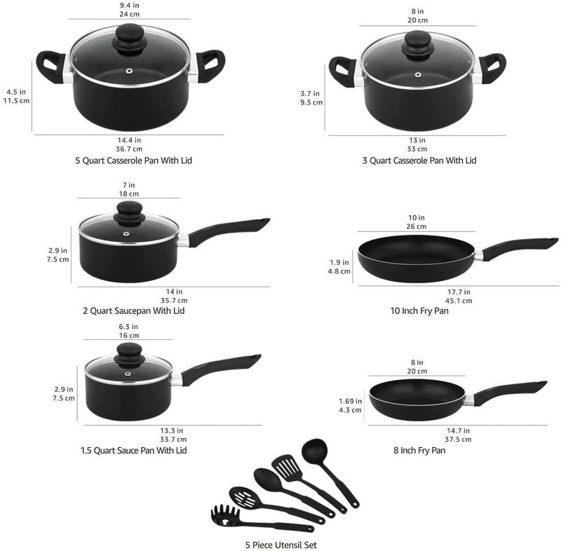 Non-Stick Cookware Set, Pots, Pans and Utensils - 15-Piece Set - Premium Cookware, from Visit the Amazon Basics Store - Just $52.99! Shop now at Handbags Specialist Headquarter