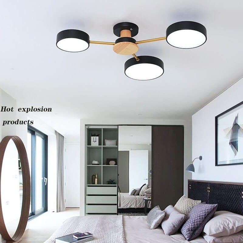 Nordic modern minimalist chandelier bedroom LED ceiling lamp living room restaurant hotel Macaron room wood plus iron lighting - Premium Home Décor from eprolo - Just $75.34! Shop now at Handbags Specialist Headquarter