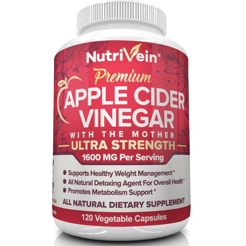 Nutrivein Apple Cider Vinegar Capsules with Mother 1600mg - 120 Vegan Pills - Supports Healthy Weight Loss, Diet, Detox, Digestion, Keto, Cleanser - Blood Sugar & Immune System - ACV Raw Supplement - Premium health from Nutrivein - Just $30.54! Shop now at Handbags Specialist Headquarter