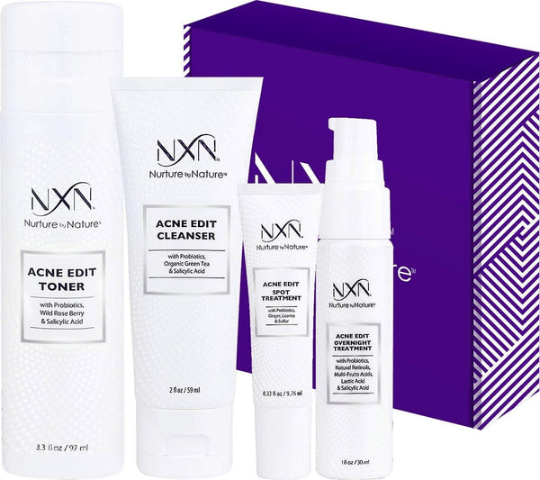 Nxn Acne Treatment Kit 4-Step Clear Skin System with Salicylic Acid, Probiotics, Sulfer & Natural Retinols, Control Blemishes & Breakouts, Face Care Solution Set for All Skin Types Including Sensitive - Premium  from NXN - Just $49.62! Shop now at Handbags Specialist Headquarter