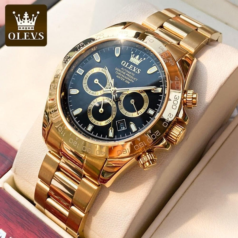 OLEVS Top Brand Men's Automatic Mechanical Watch Deep Waterproof Stainless Steel Strap Scratchproof Men Automatic Wristwatch - Premium Men watch from eprolo - Just $125.98! Shop now at Handbags Specialist Headquarter